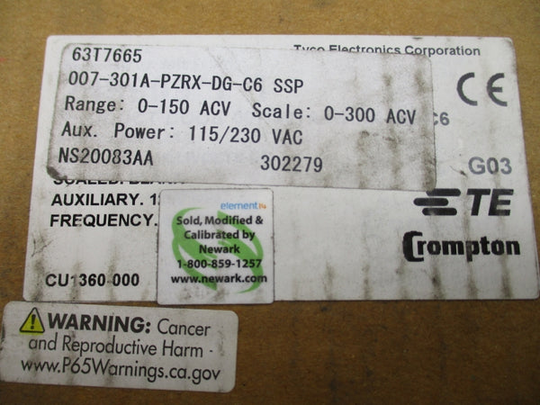 CROMPTON 007-301A-PZRX-DG-C6 115/230VAC NSMP