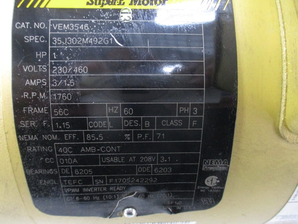 BALDOR VEM3546 35J302M492G1 230/460V 3/1.5A UNMP