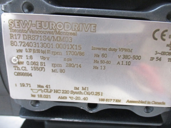 SEW-EURODRIVE R17DRS71S4/MM03 380-500V 1.10A NSNP