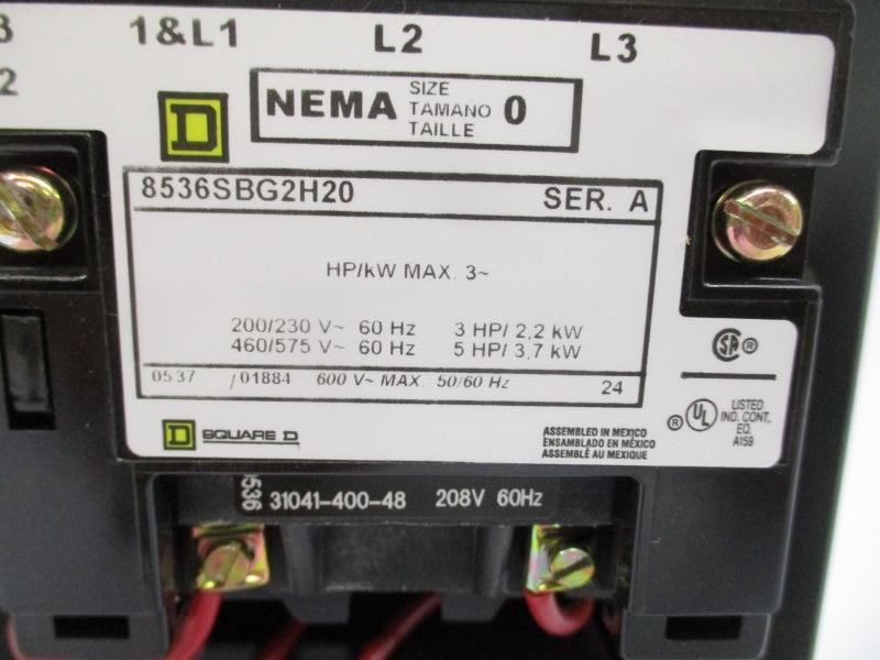 SQUARE D 8536SBG2V08H20 SER. A 208V NSMP