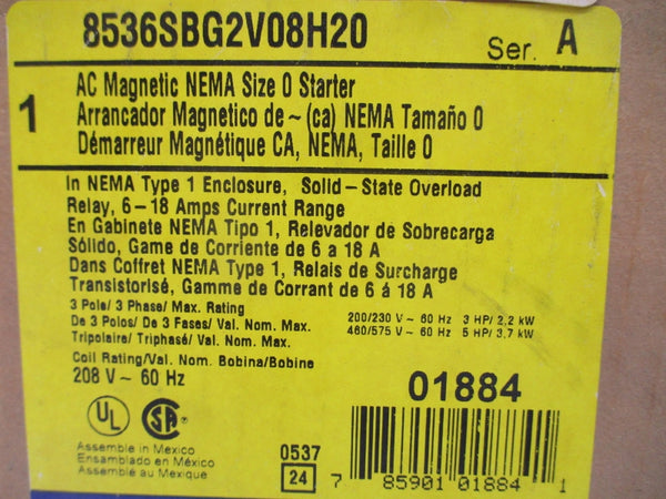 SQUARE D 8536SBG2V08H20 SER. A 208V NSMP