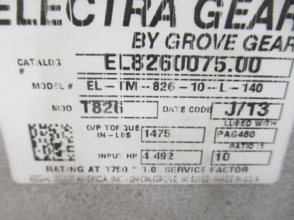 GROVE GEAR EL-TM-826-10-L-140 EL8260075.00 NSMP
