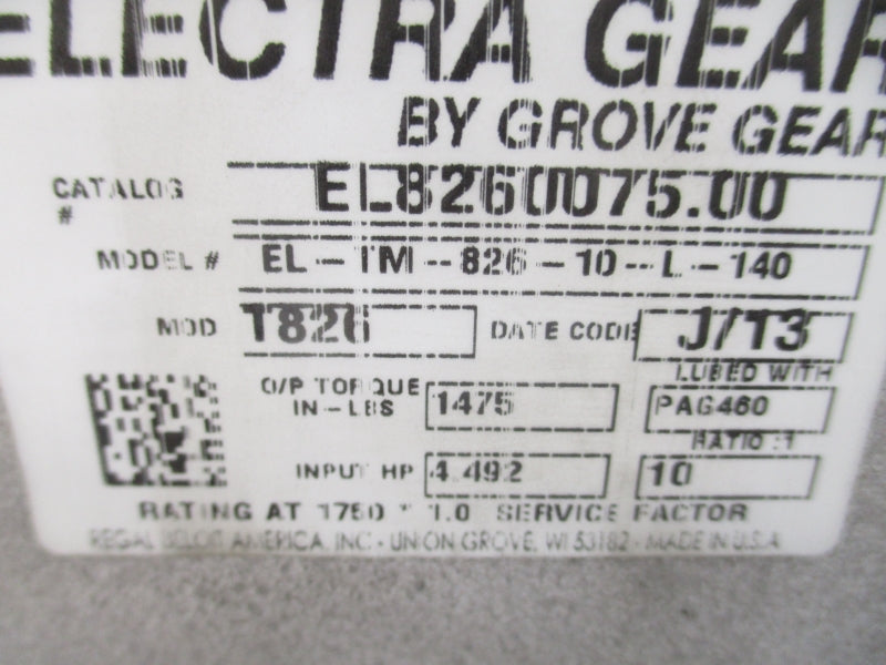 GROVE GEAR EL-TM-826-10-L-140 EL8260075.00 NSMP
