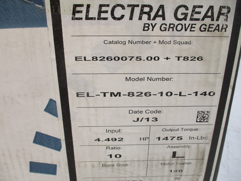 GROVE GEAR EL-TM-826-10-L-140 EL8260075.00 NSMP