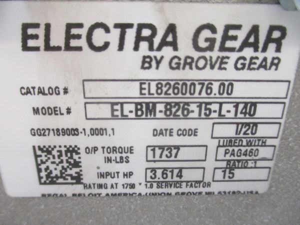 GROVE GEAR EL-BM-826-15-L-140 EL8260076.00 NSMP
