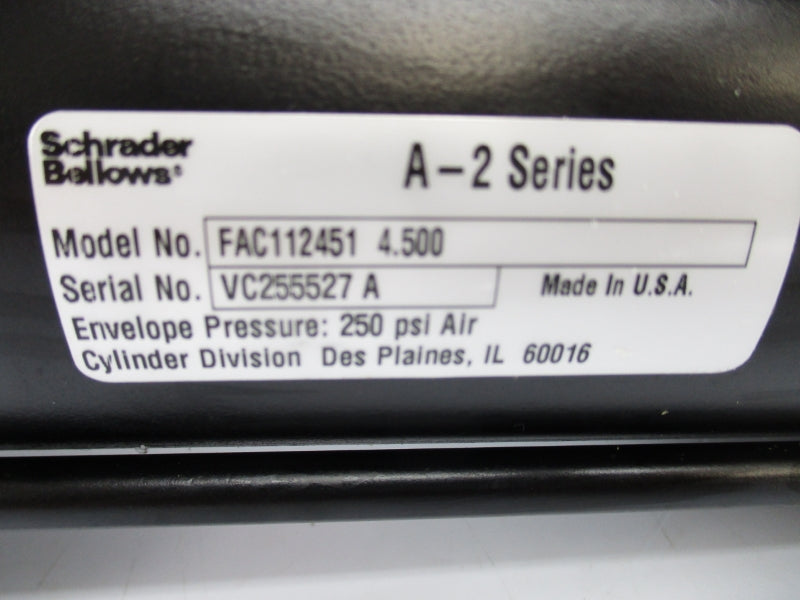 SCHRADER BELLOWS FAC112451 4.500 SER. A-2 250PSI NSNP