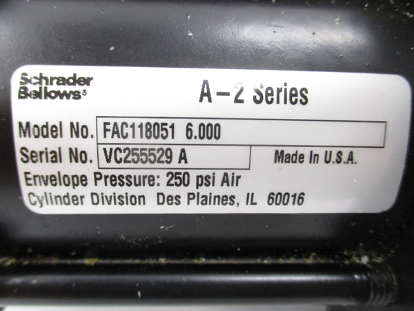 SCHRADER BELLOWS FAC1180516.000 SER. A-2 250PSI NSNP