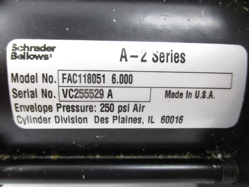SCHRADER BELLOWS FAC1180516.000 SER. A-2 250PSI NSNP