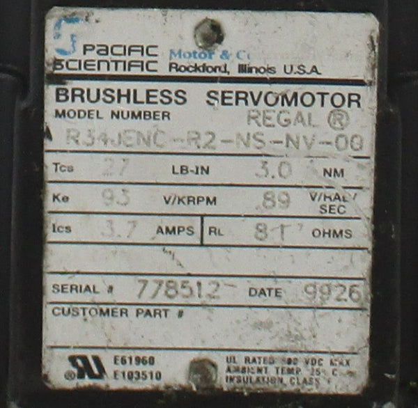 PACIFIC SCIENTIFIC R34JENC-R2-NS-NV-00 3.7A UNMP