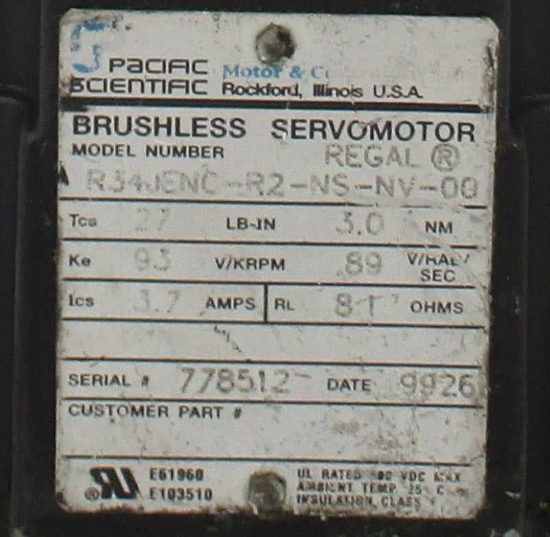 PACIFIC SCIENTIFIC R34JENC-R2-NS-NV-00 3.7A UNMP