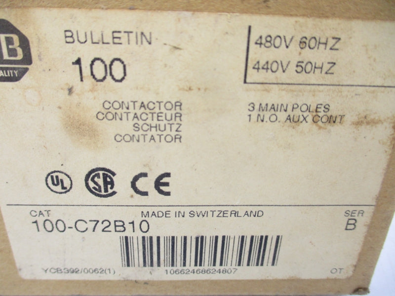 ALLEN BRADLEY 100-C72B10 SER. B 440V/480V (BR/WH) NSMP