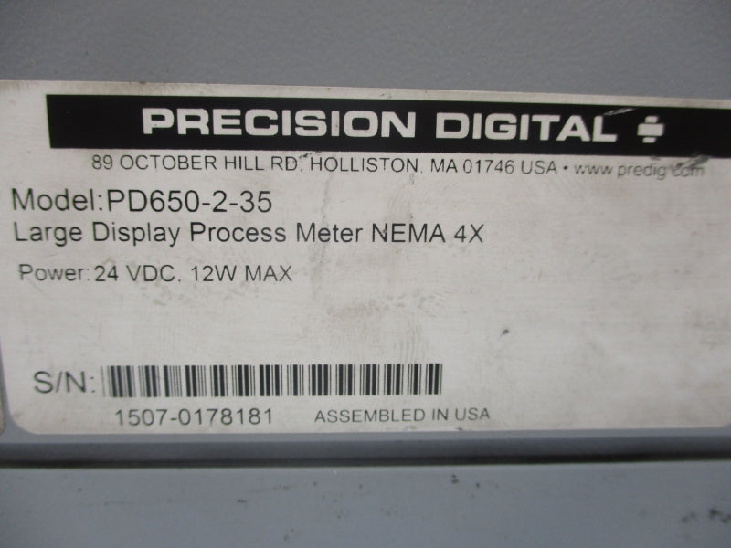 PRECISION DIGITAL PD650-2-35 24VDC UNMP