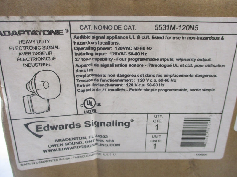 EDWARDS SIGNLING 5531M-120N5 120VAC 0.38A NSMP