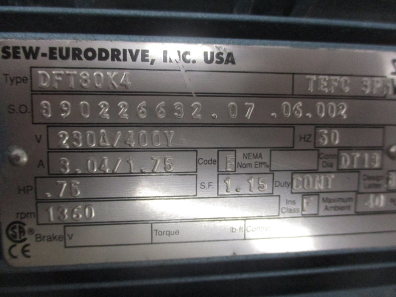 SEW-EURODRIVE R27DT80K4 (AS PICTURED) UNMP
