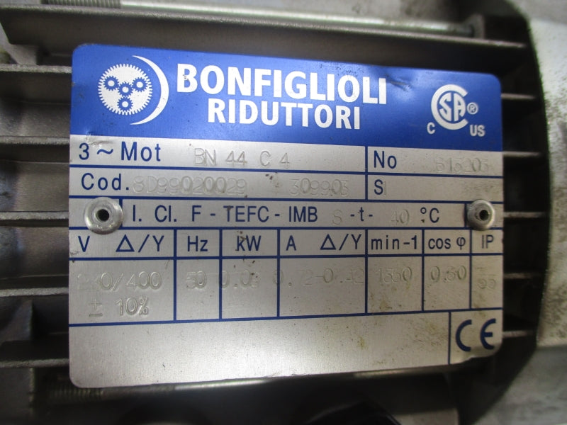 BONFIGLIOLI BN44C4 VFR44 P1 S44 230/400V 0.72-0.42A UNMP