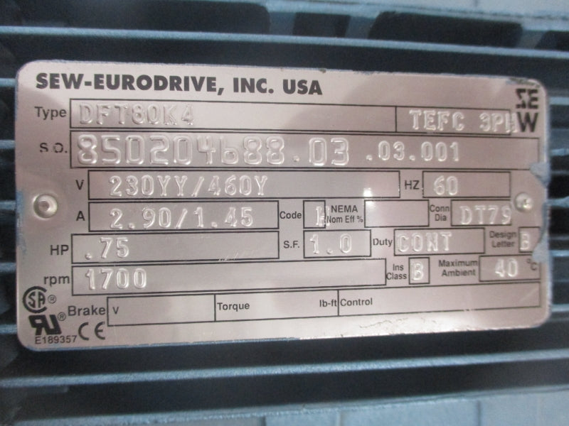 SEW EURODRIVE SA47TDT80K4 850204688.03.03.001 NSNP