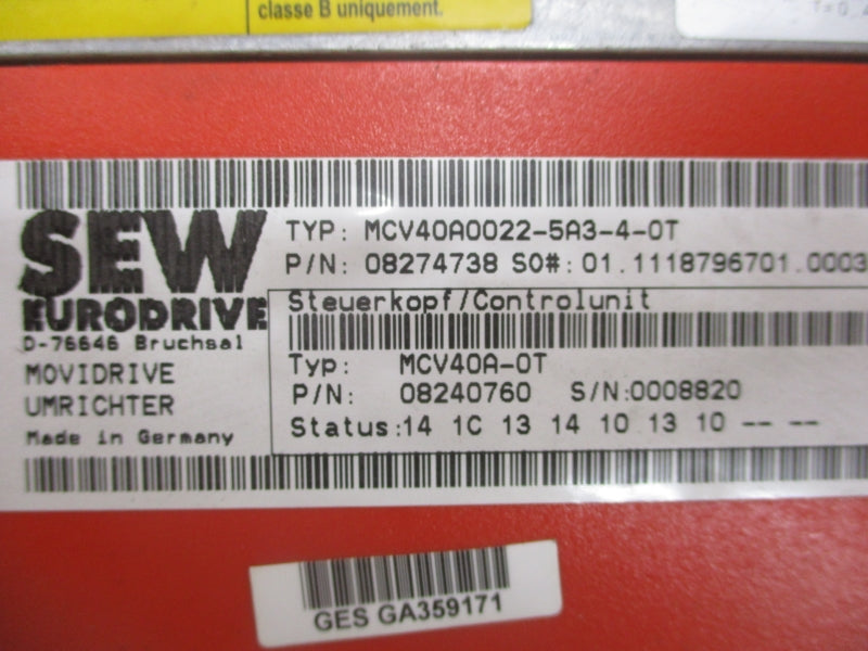SEW-EURODRIVE MCV40A0022-5A3-4-OT UNMP