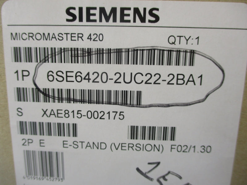 SIEMENS 6SE6420-2UC22-2BA1 200-240V 11.7A NSMP