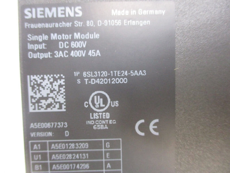 SIEMENS 6SL3120-1TE24-5AA3 600VDC 45A NSNP