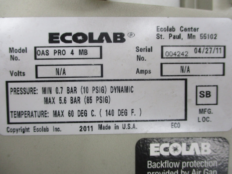 ECOLAB OAS PRO 4 MB 85PSI UNMP