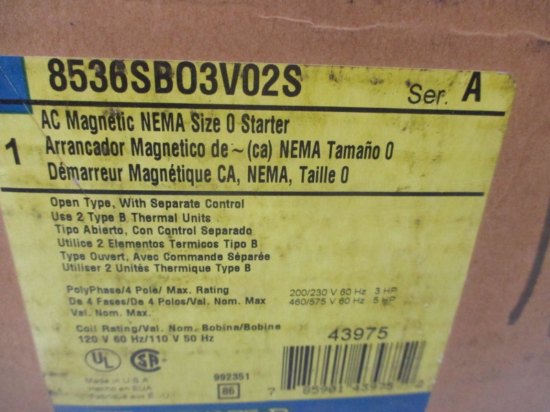 SQUARE D 8536SB03V02S SER. A 110/120V NSMP