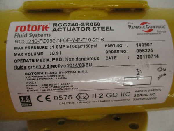 ROTORK RCC240-SR050 143907 150PSI NSNP