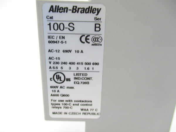 ALLEN BRADLEY 100-SA02 SER. B 600VAC 10A NSNP