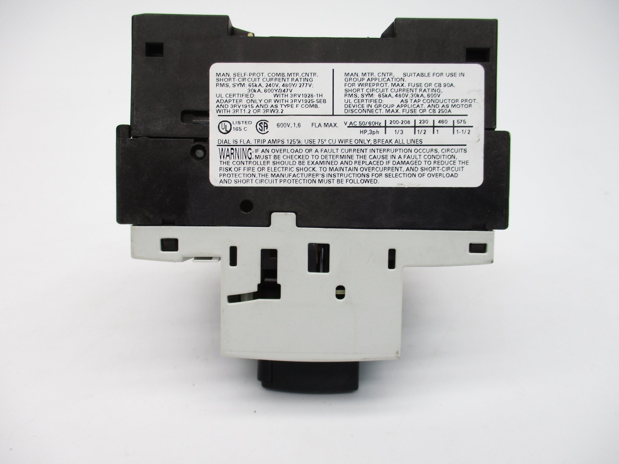 SIEMENS 3RV1021-1AA10 600V 1.1-1.6A NSNP