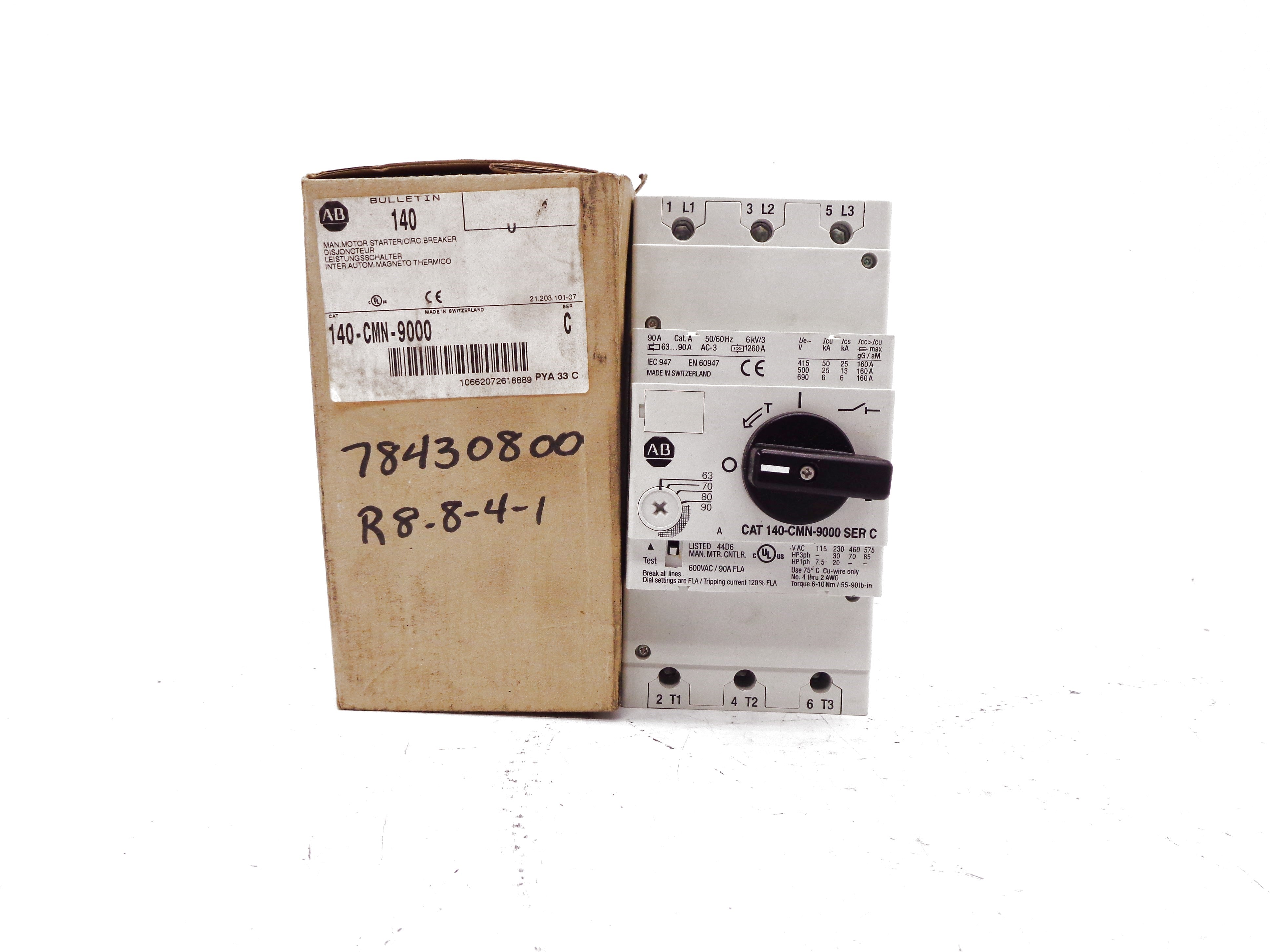 ALLEN BRADLEY 140-CMN-9000 SER. C 600VAC 63-90A (BR/WH) NSMP