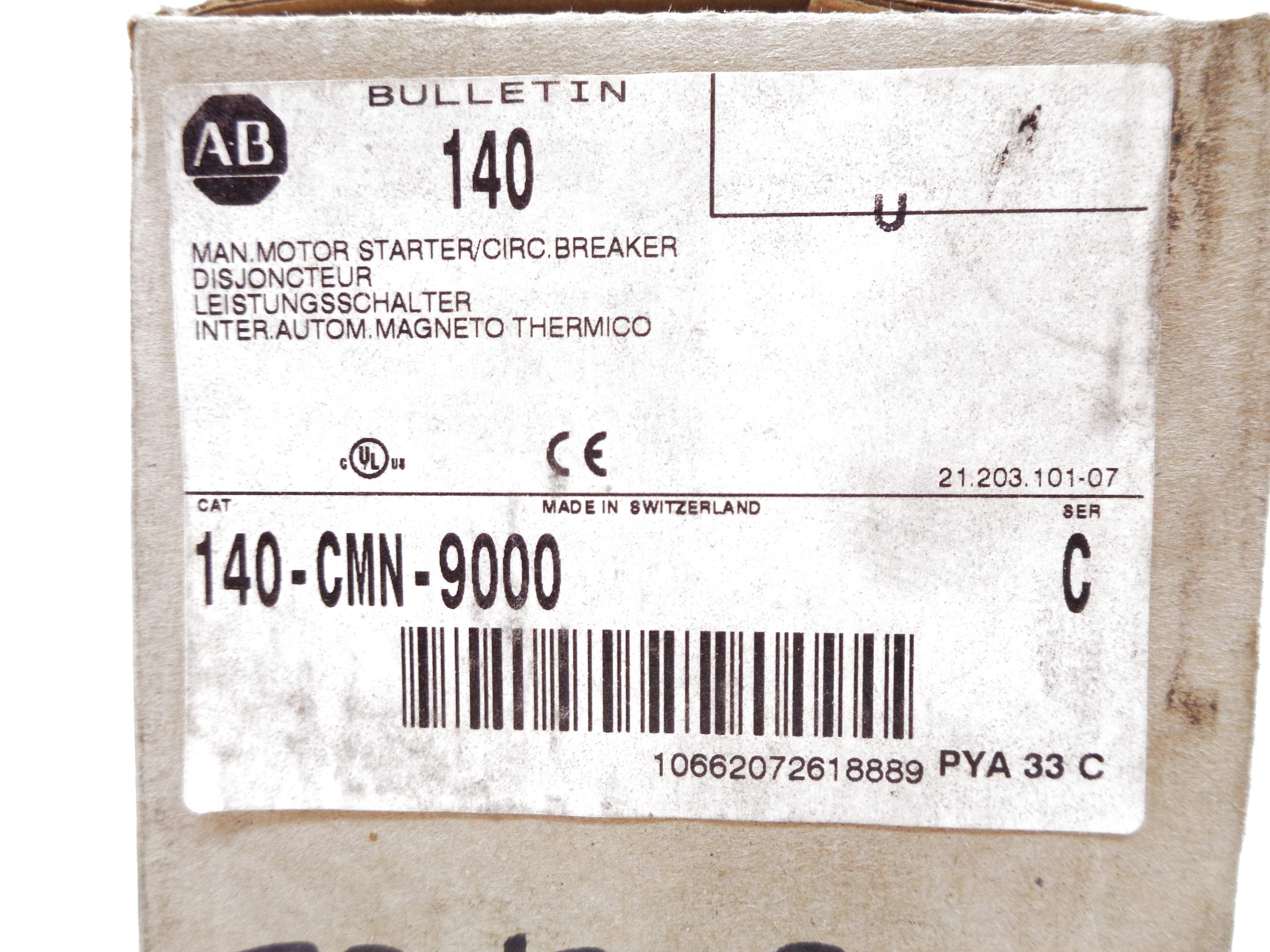 ALLEN BRADLEY 140-CMN-9000 SER. C 600VAC 63-90A (BR/WH) NSMP