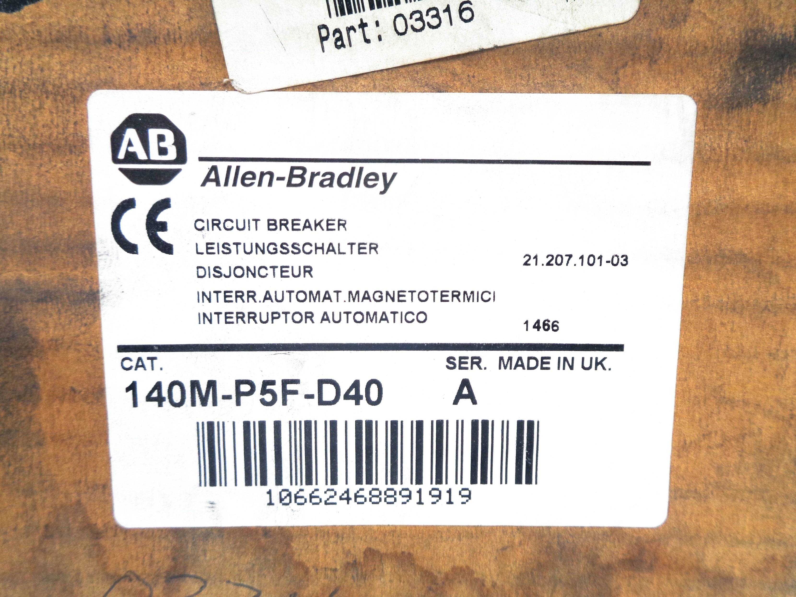 ALLEN BRADLEY 140M-P5F-D40 SER. A 400A NSMP