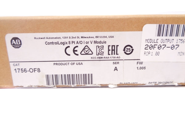 ALLEN BRADLEY 1756-OF8 SER. A F/W 1.005 24VDC NSMP