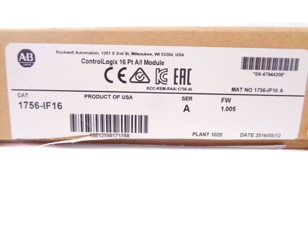 ALLEN BRADLEY 1756-IF16 SER. A F/W 1.005 24VDC NSMP