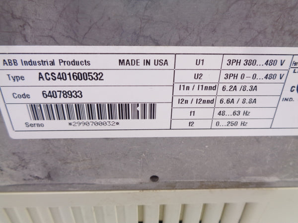 ABB ACS401600532 (AS PICTURED) UNMP