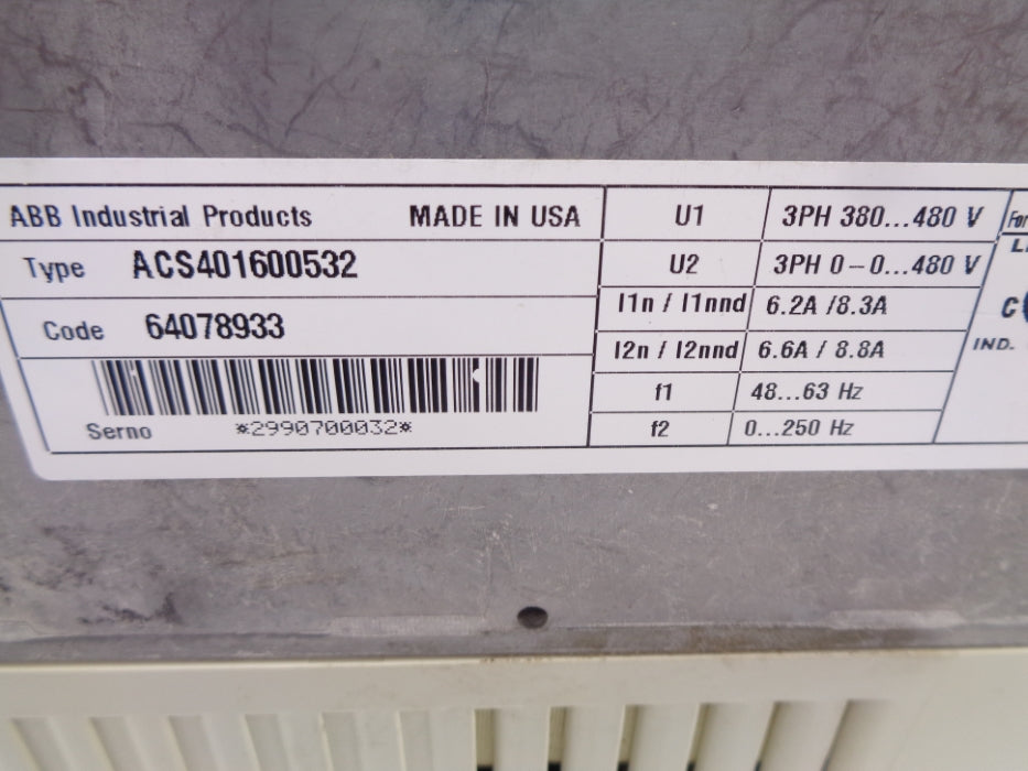 ABB ACS401600532 (AS PICTURED) UNMP
