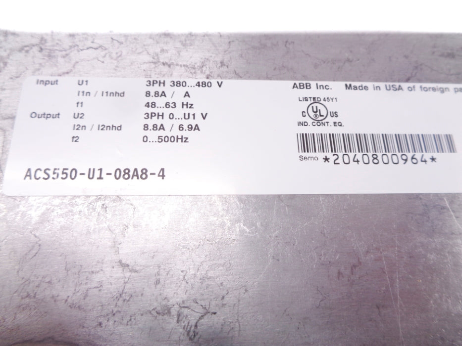 ABB ACS550-U1-08A8-4 (AS PICTURED) UNMP