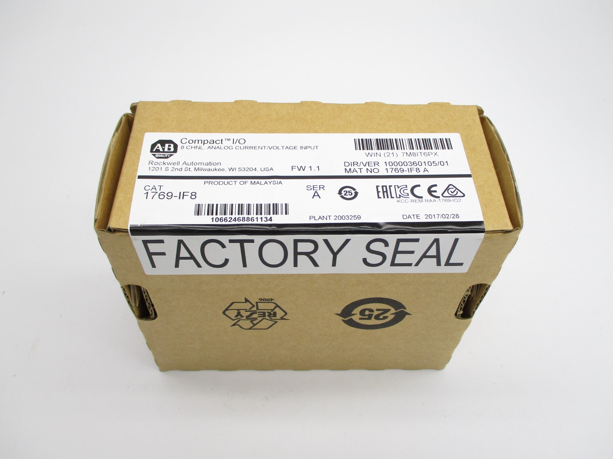 ALLEN BRADLEY 1769-IF8 SER. A F/W 1.1 DATE: 2017 NSFS