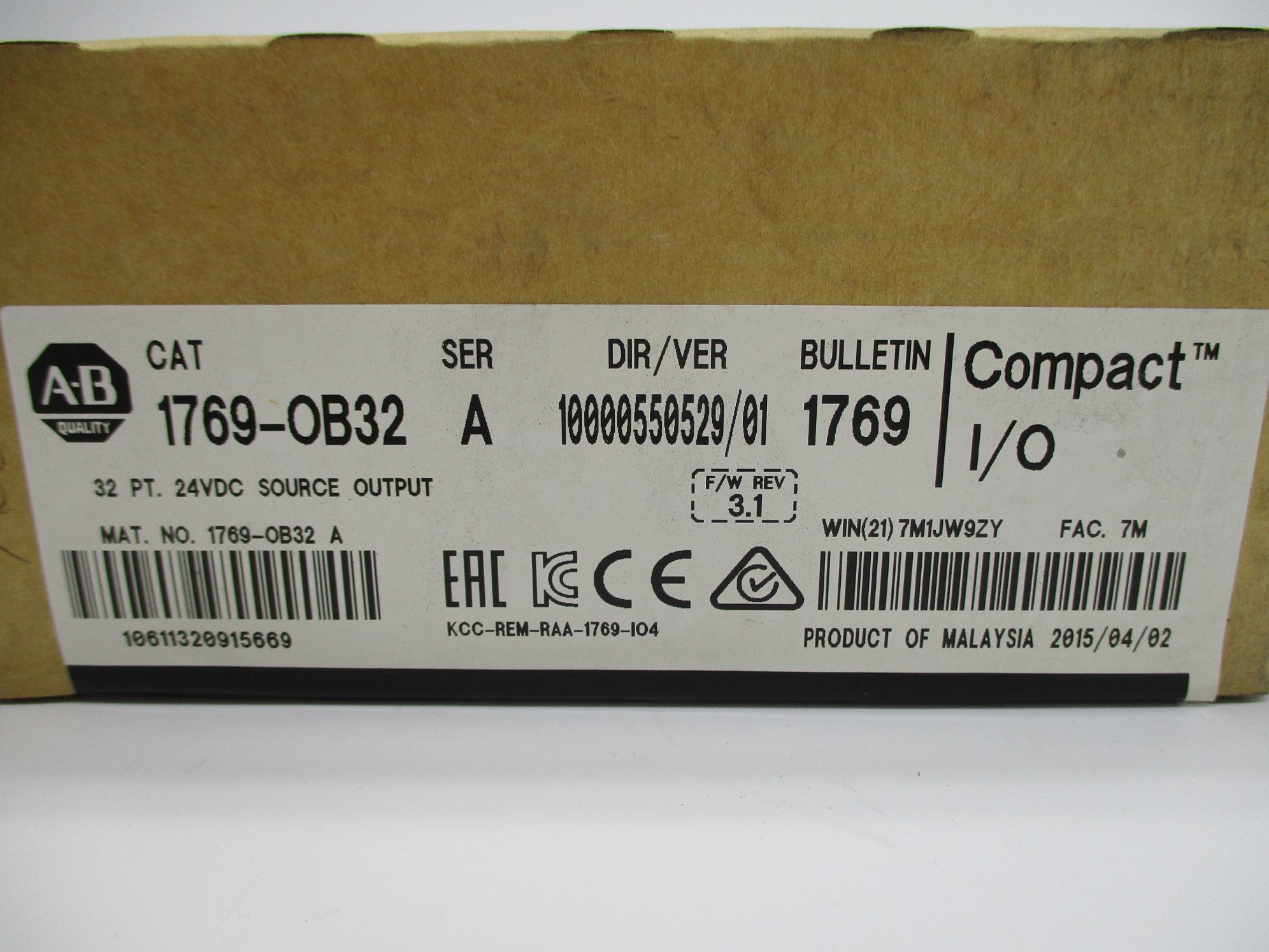 ALLEN BRADLEY 1769-OB32 SER. A F/W 3.1 DATE: 2015 NSFS