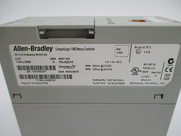 ALLEN BRADLEY 1769-L30ER SER. A F/W 1.002 24VDC NSNP