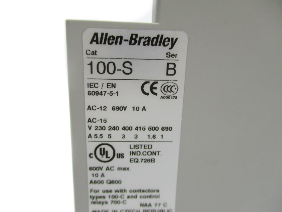 ALLEN BRADLEY 100-SA10 SER. B 600V 10A NSNP