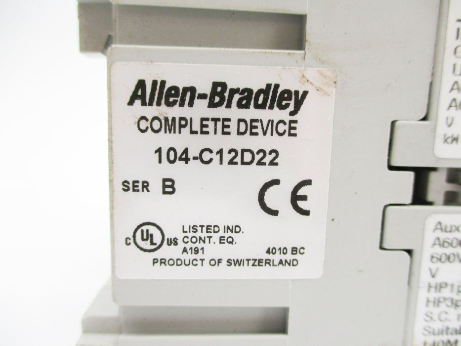 ALLEN BRADLEY 104-C12D22 SER. B 110/120V NSNP