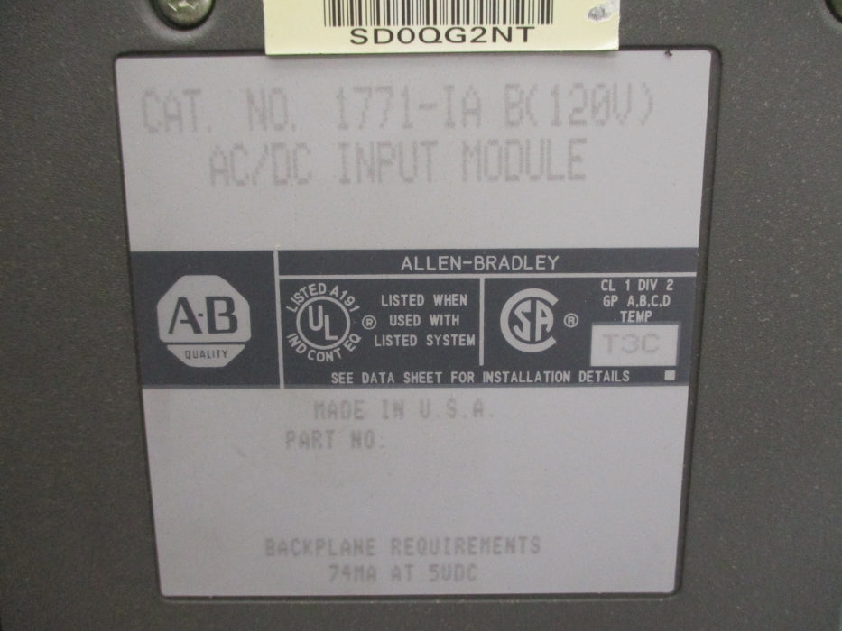 ALLEN BRADLEY 1771-IA SER. B (AS PICTURED) UNMP