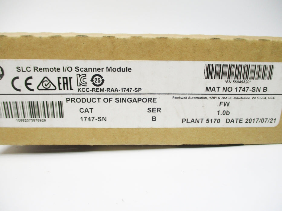 ALLEN BRADLEY 1747-SN SER. B F/W 1.0B DATE: 2017 NSFS