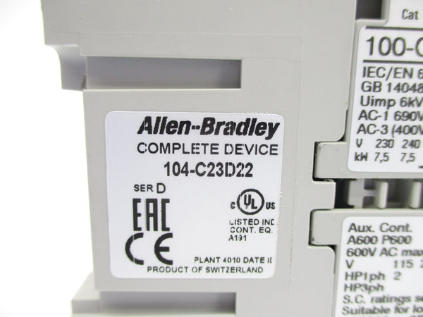 ALLEN BRADLEY 104-C23D22 SER. D 110/120V NSNP