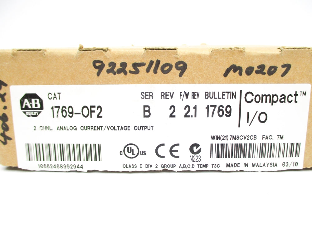 ALLEN BRADLEY 1769-OF2 SER. B F/W 2.1 24VDC 0.12A REV. 2 NSMP