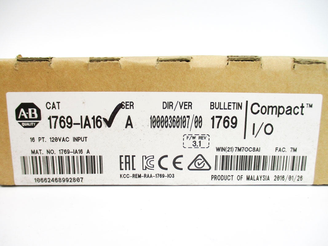 ALLEN BRADLEY 1769-IA16 SER. A F/W 3.1 DATE: 2016 NSFS