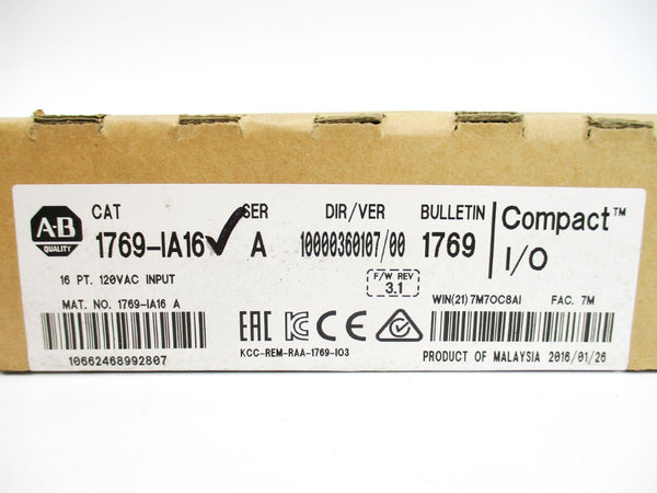 ALLEN BRADLEY 1769-IA16 SER. A F/W 3.1 DATE: 2016 NSFS