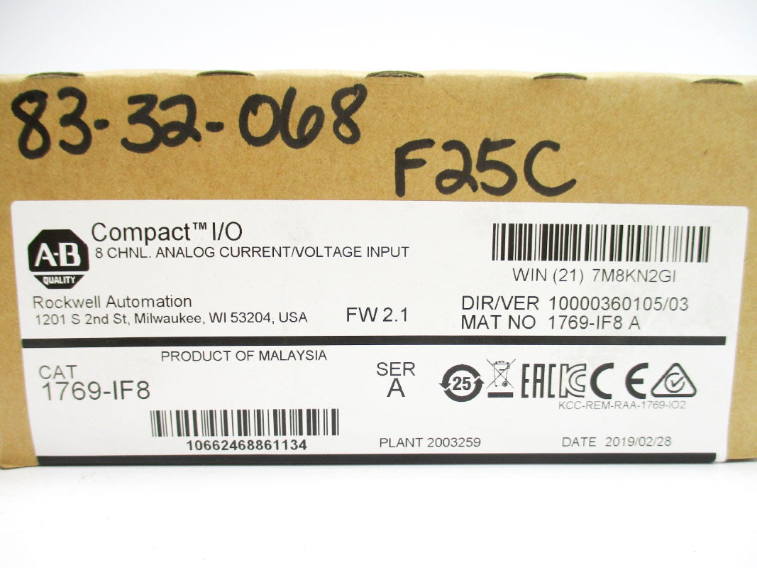 ALLEN BRADLEY 1769-IF8 SER. A F/W 2.1 DATE: 2019 NSFS