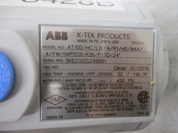 ABB AT100/HC/LW/A/R1/H0/M4A/X/FM/(WP)SS6-R36/F17D/24* 420PSI 170F NSNP