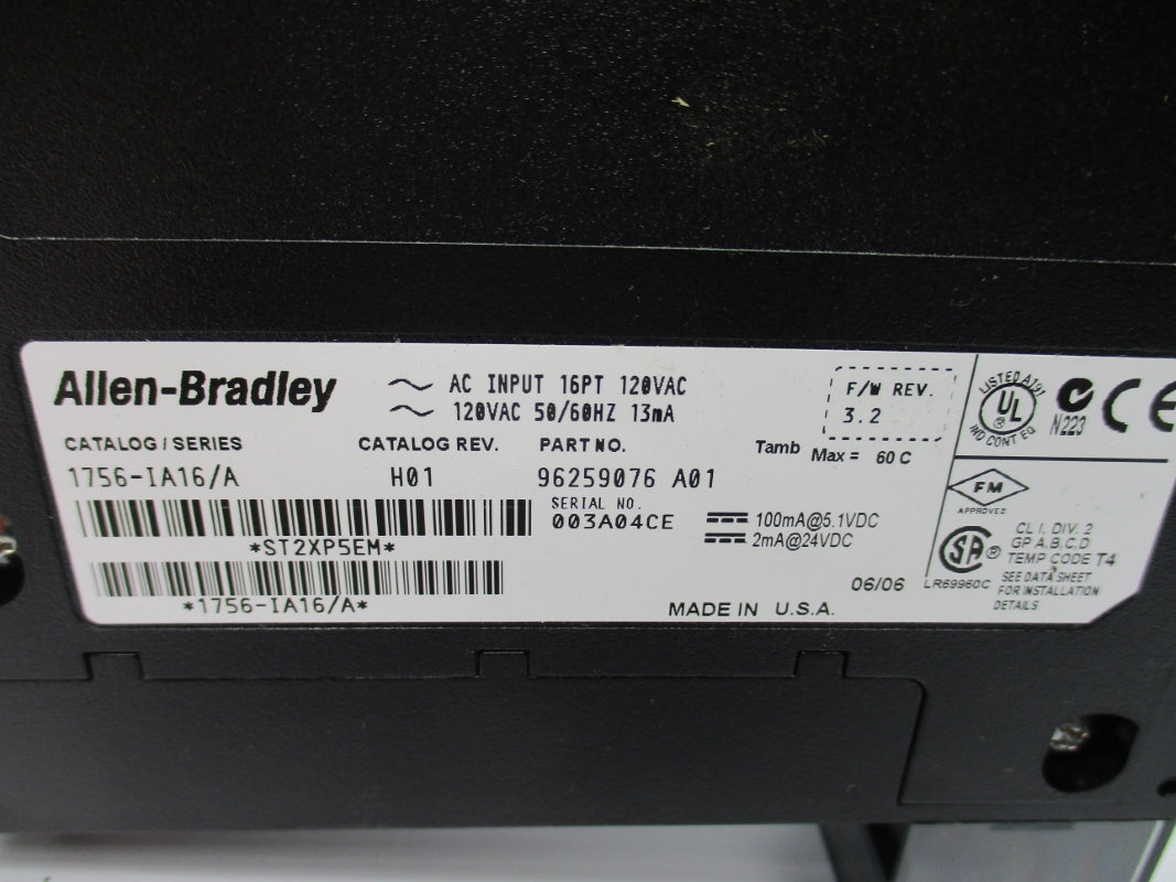 ALLEN BRADLEY 1756-IA16 SER. A 120VAC F/W 3.2 NSNP